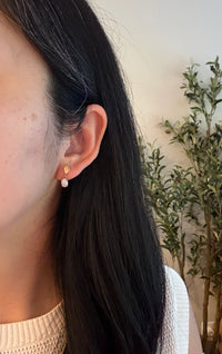 Dangling Opal and Leaf Motif 14K Gold Earrings