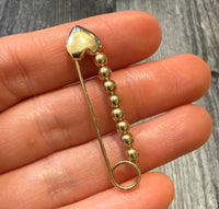 Heart and 14K Gold Bead Safety Pin