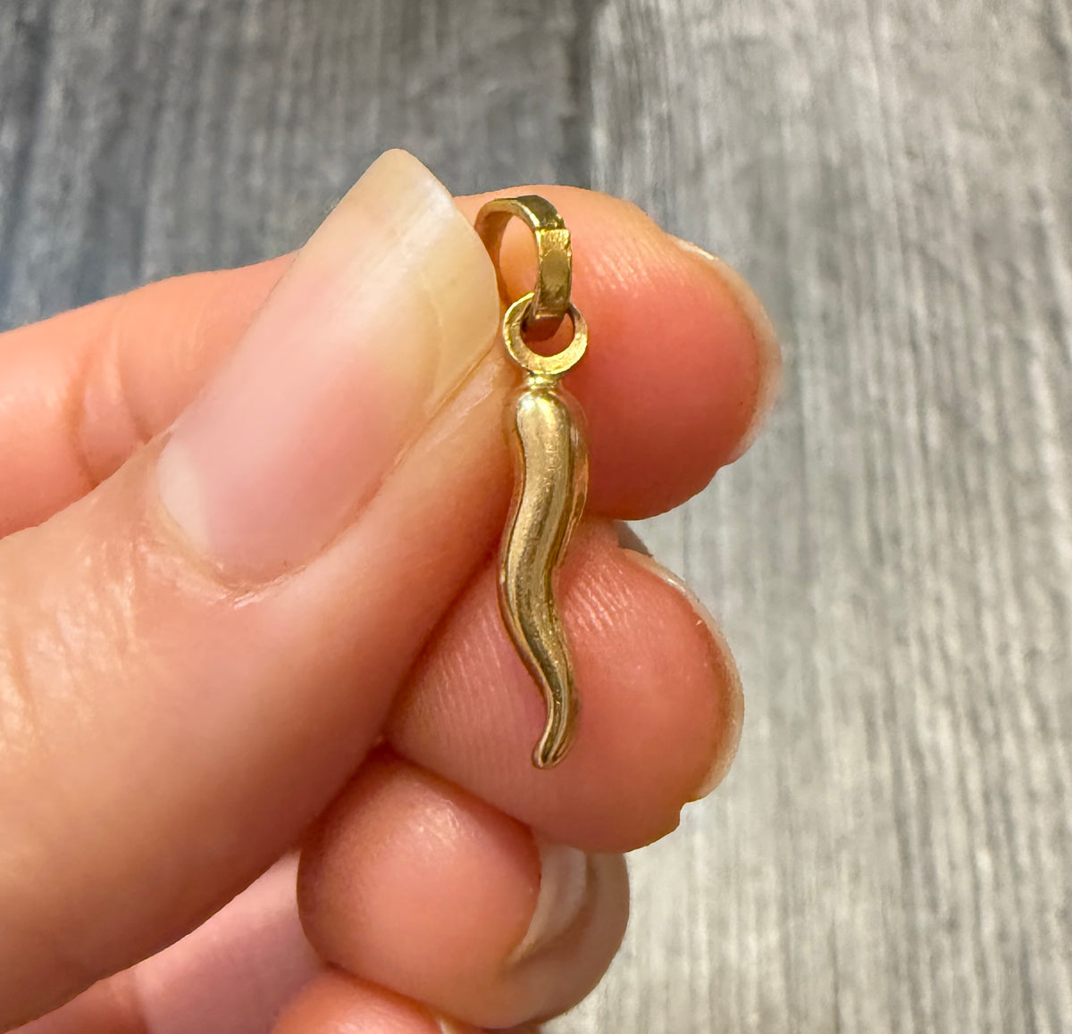 Mini Italian Horn Charm in 18K Gold