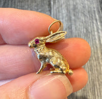 Vintage Rabbit Charm in 14K Gold