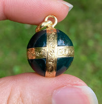 French Victorian Bloodstone and 18K Gold Orb Charm