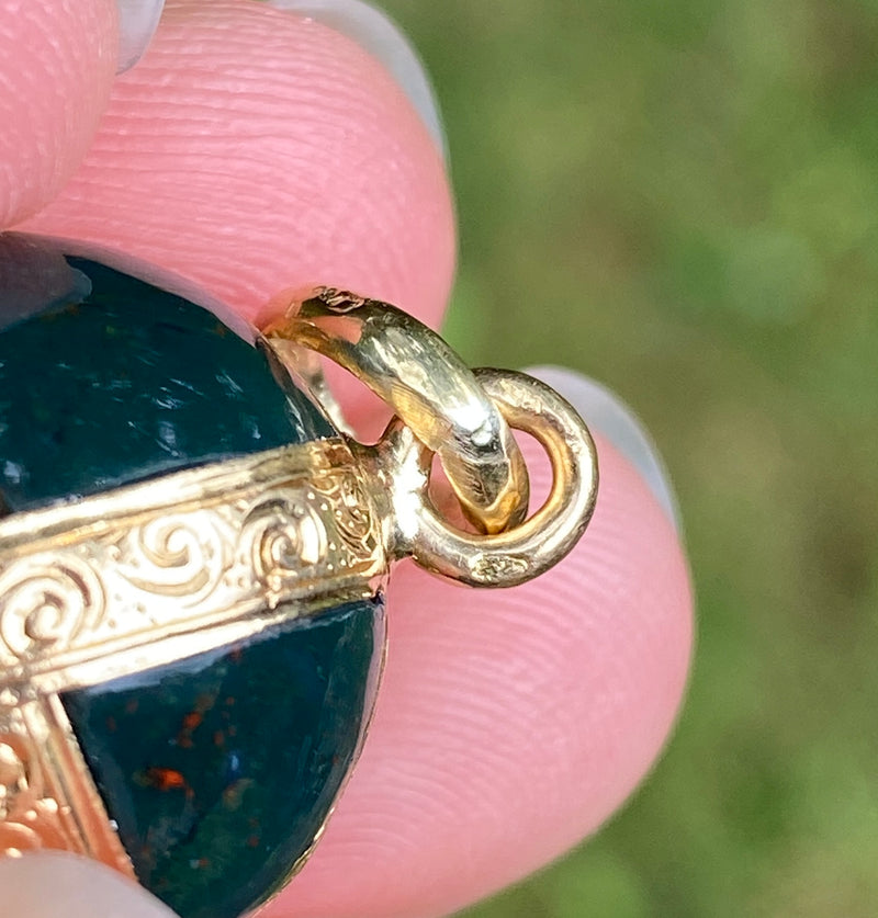 French Victorian Bloodstone and 18K Gold Orb Charm