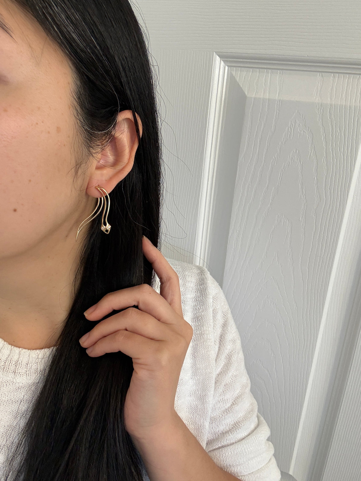 Dimensional Front to Back Diamond Snake Earrings