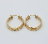 Vintage 14K Gold Twist Oval Hoop Earrings