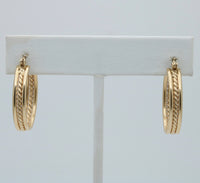 Vintage 14K Gold Twist Oval Hoop Earrings