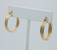 Vintage 14K Gold Twist Oval Hoop Earrings