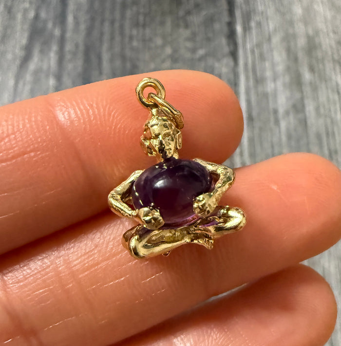 Double Sided Opal and Amethyst Buddha Charm