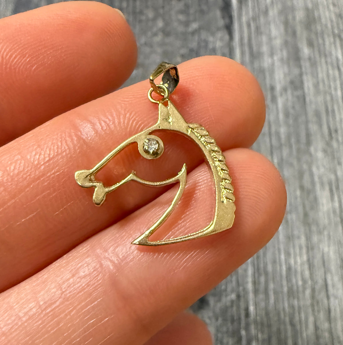 Diamond Eye Horse Charm in 14K Gold