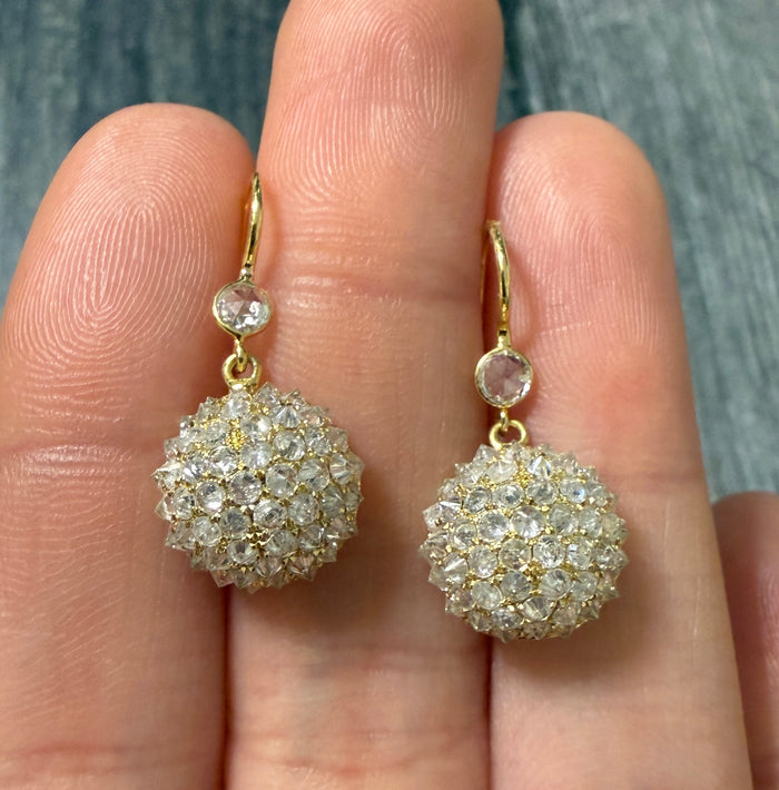Spiky Upside Down Diamond Half Sphere Dangle Earrings