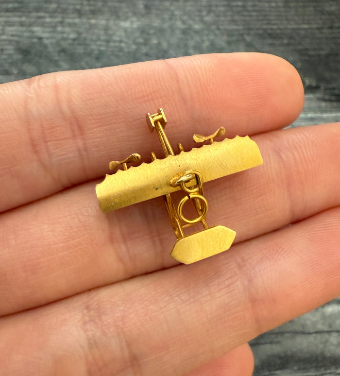 Vintage 19K Gold Airplane Charm (I)