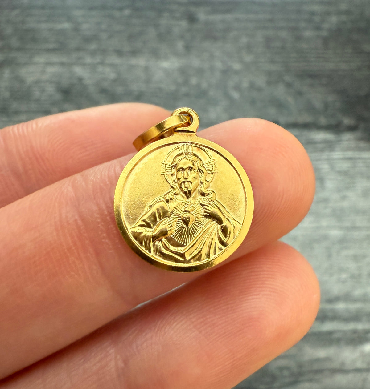 Vintage 18K Gold Reversible Mary And Jesus Charm