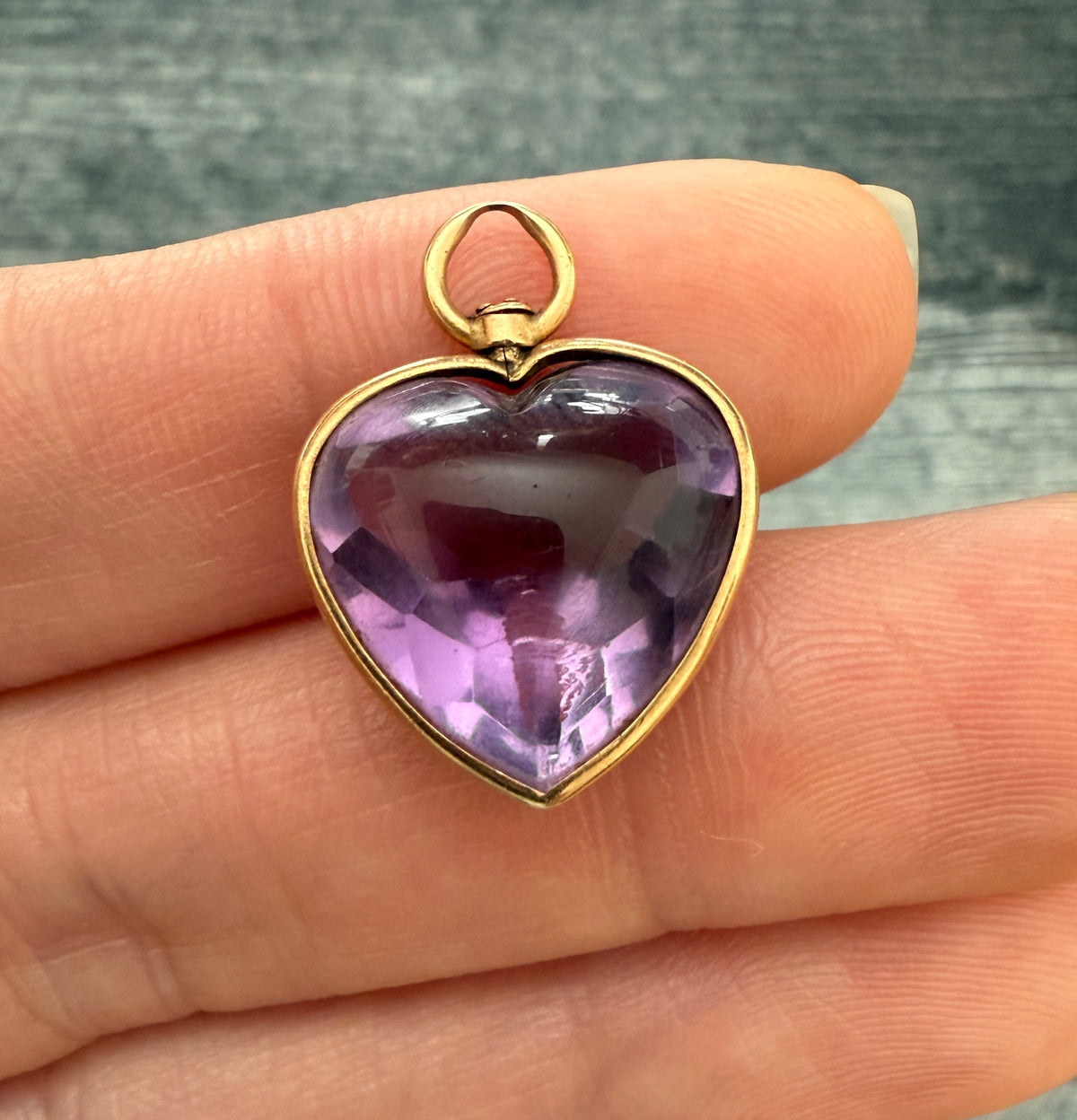 Buff Cut Amethyst and 14K Gold Pendant