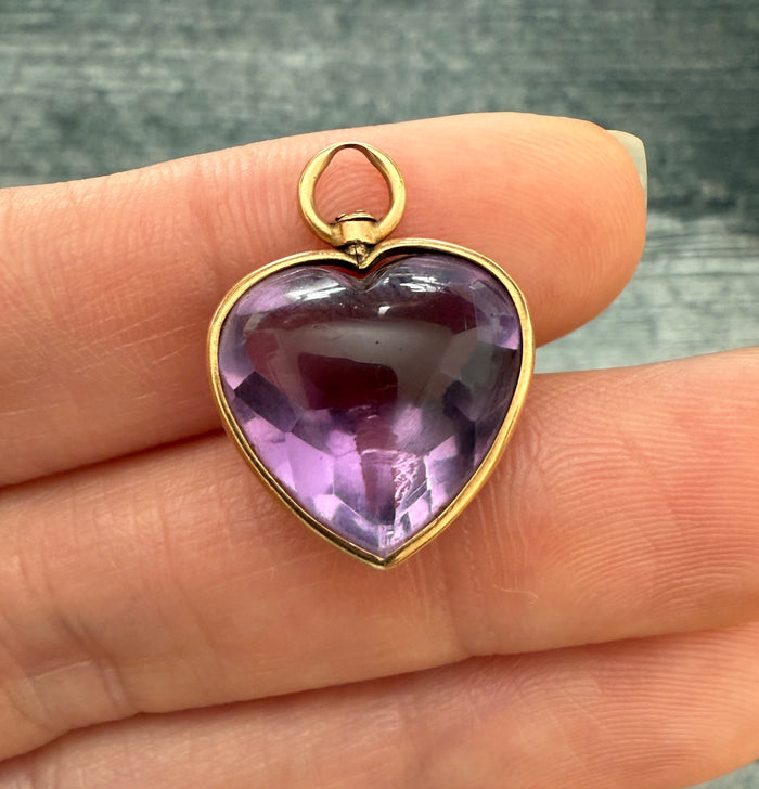 Buff Cut Amethyst and 14K Gold Pendant