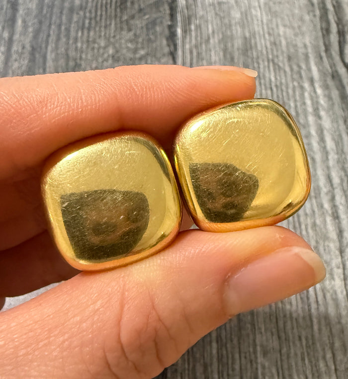 Large 1980s Angela Cummings 18K Gold Squared Earrings