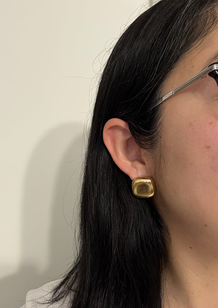 Large 1980s Angela Cummings 18K Gold Squared Earrings