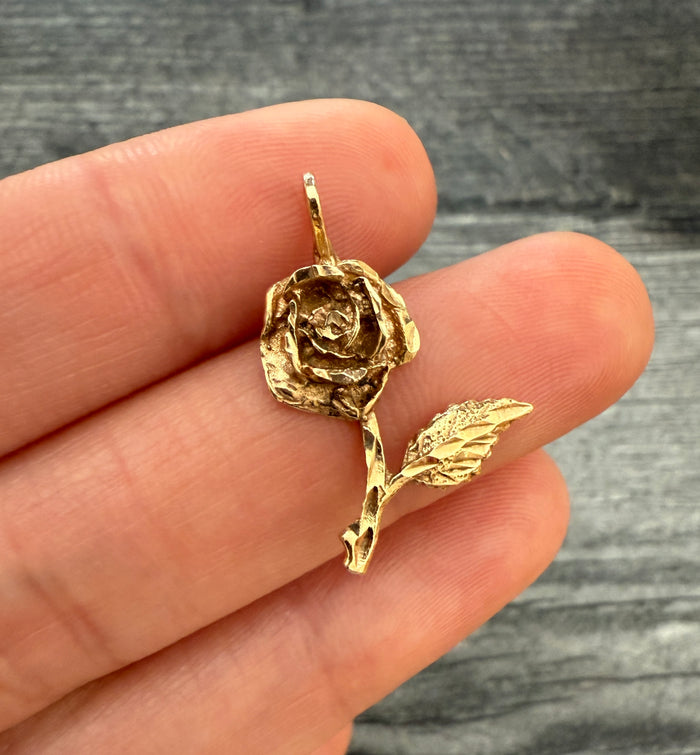 14K Gold Rose Charm (M)