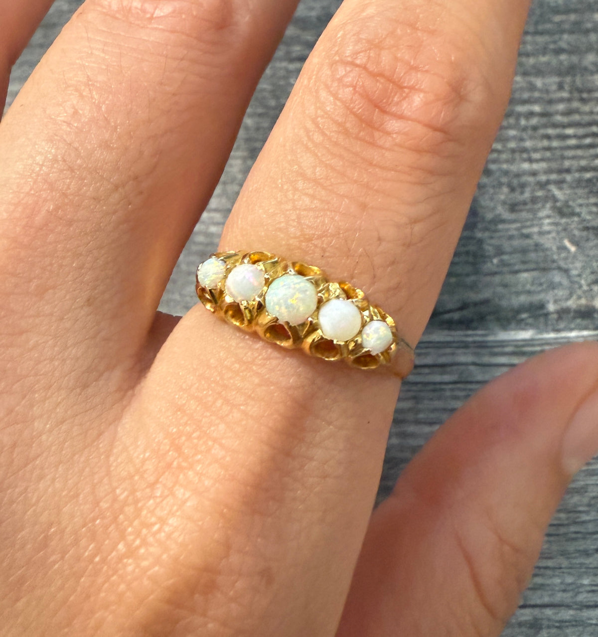 English Opal and 18K Gold Band