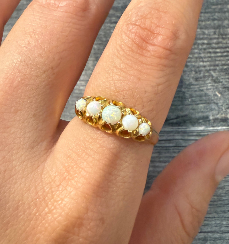 English Opal and 18K Gold Band