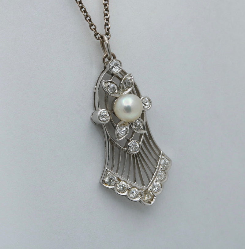 Edwardian Diamond and Pearl Bell Shaped Charm