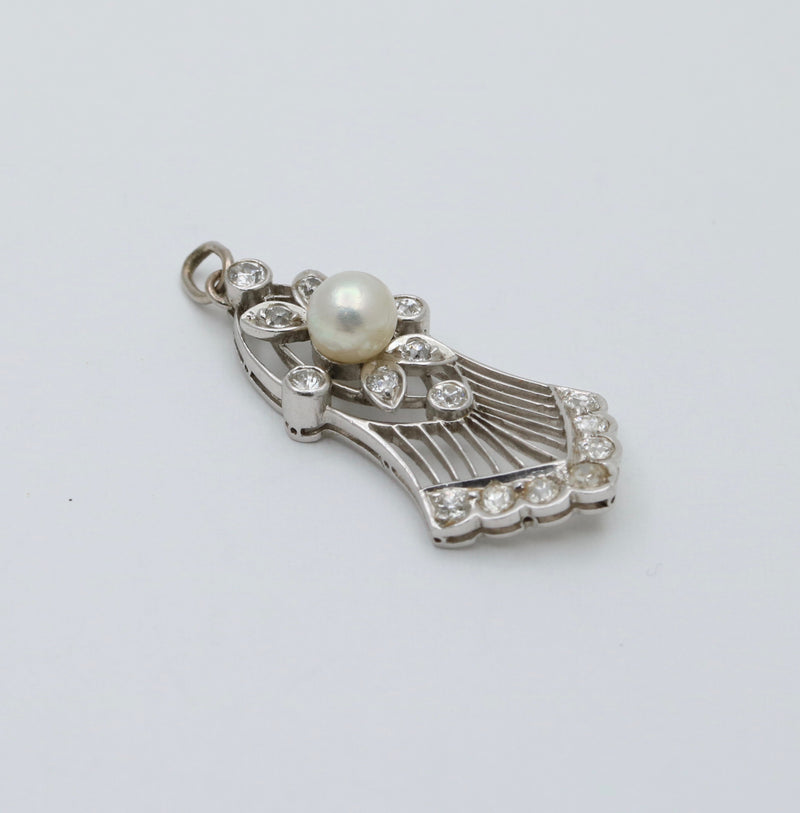 Edwardian Diamond and Pearl Bell Shaped Charm