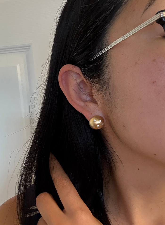 Etoile Diamond and 14K Gold Dome Button Earrings