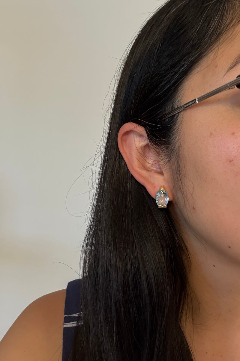 Vintage Blue Topaz and 18K Gold Earrings