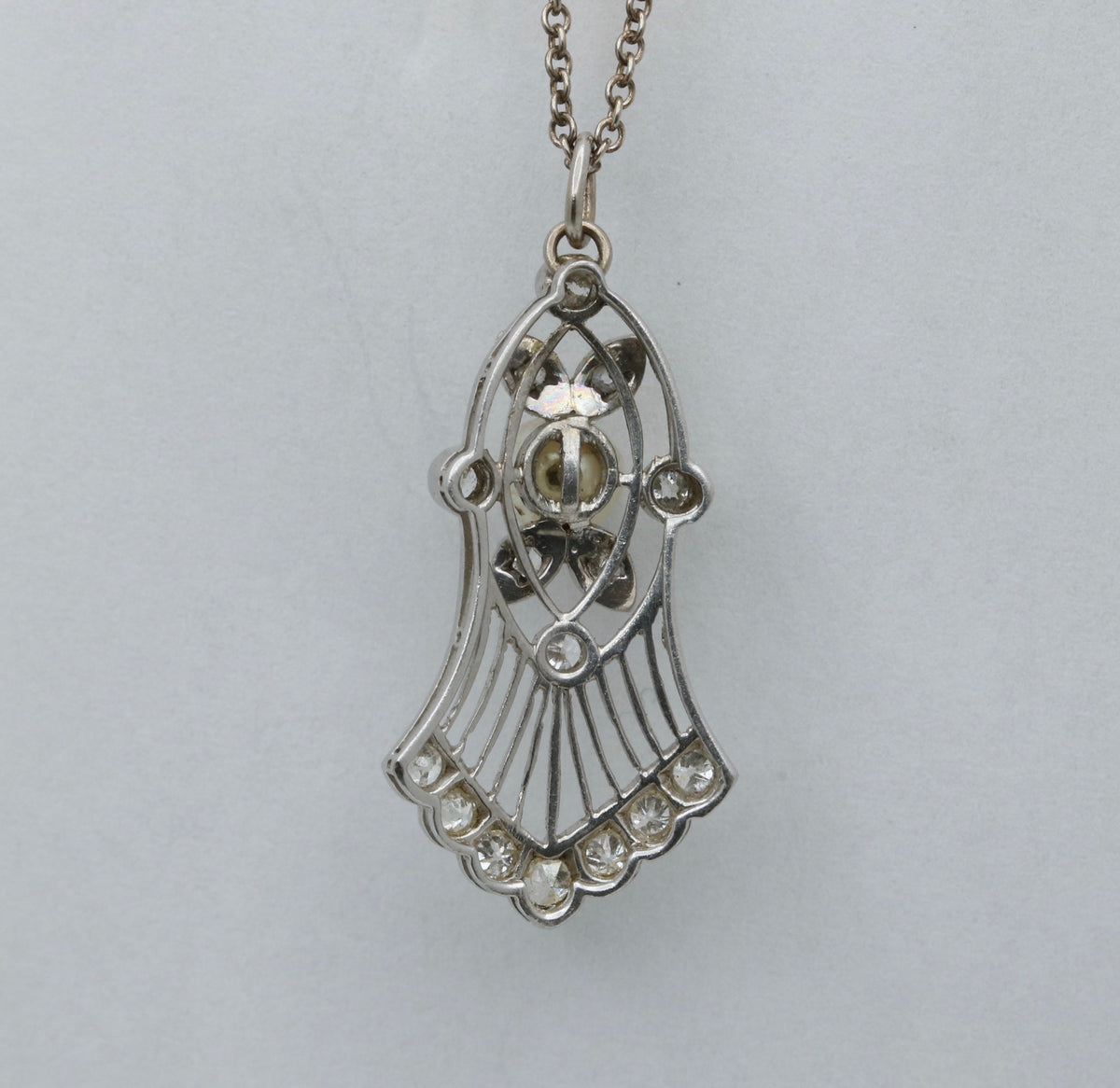 Edwardian Diamond and Pearl Bell Shaped Charm