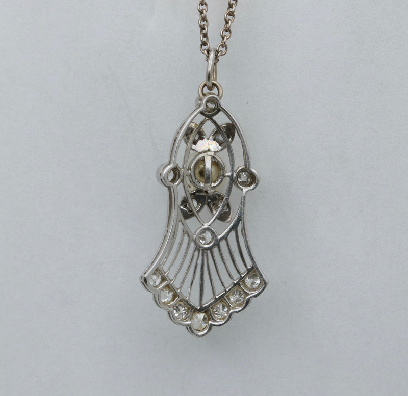 Edwardian Diamond and Pearl Bell Shaped Charm