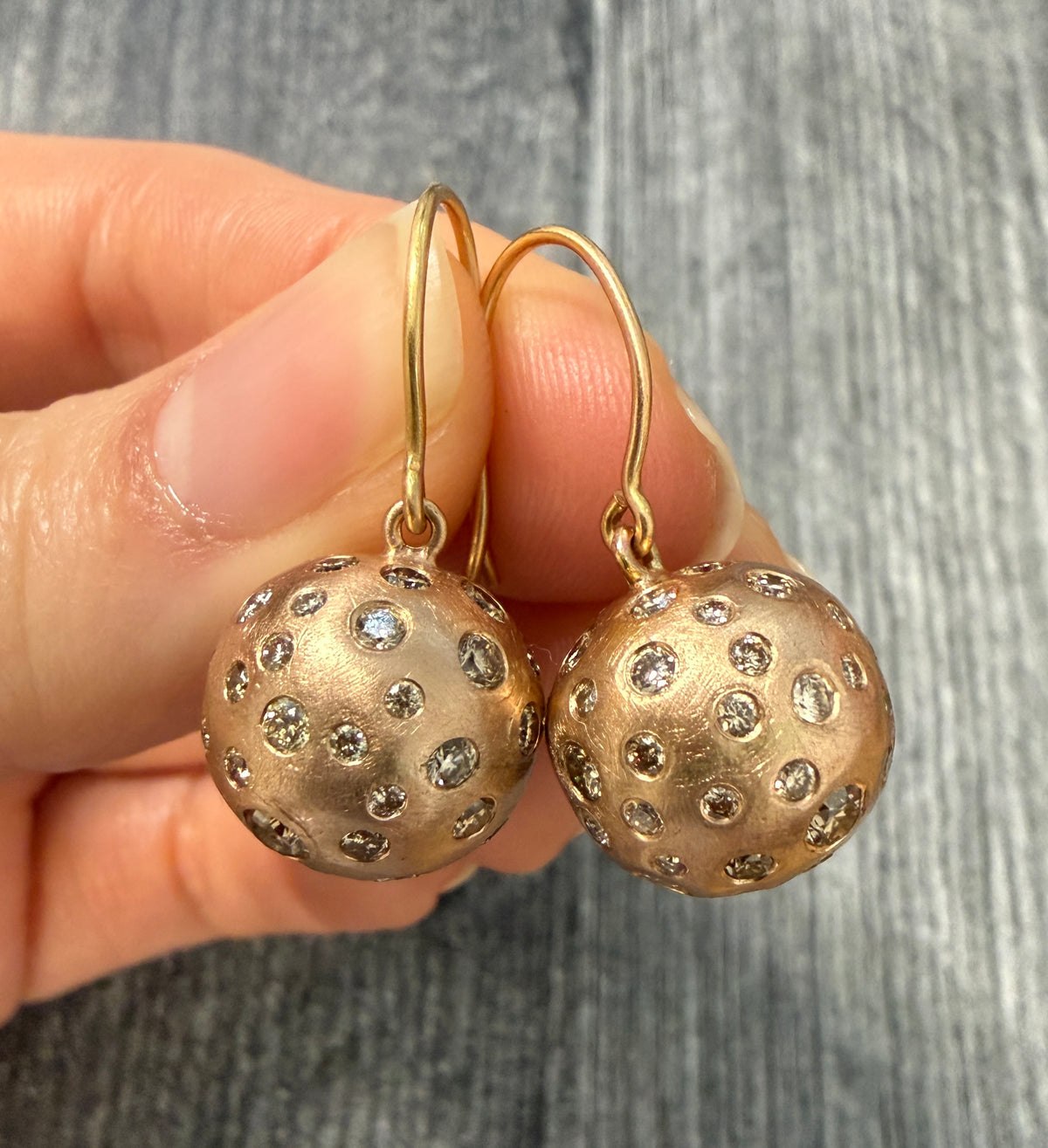 LJ Cross Diamond Etoile and 14K Rose Gold Ball Dangle Earrings
