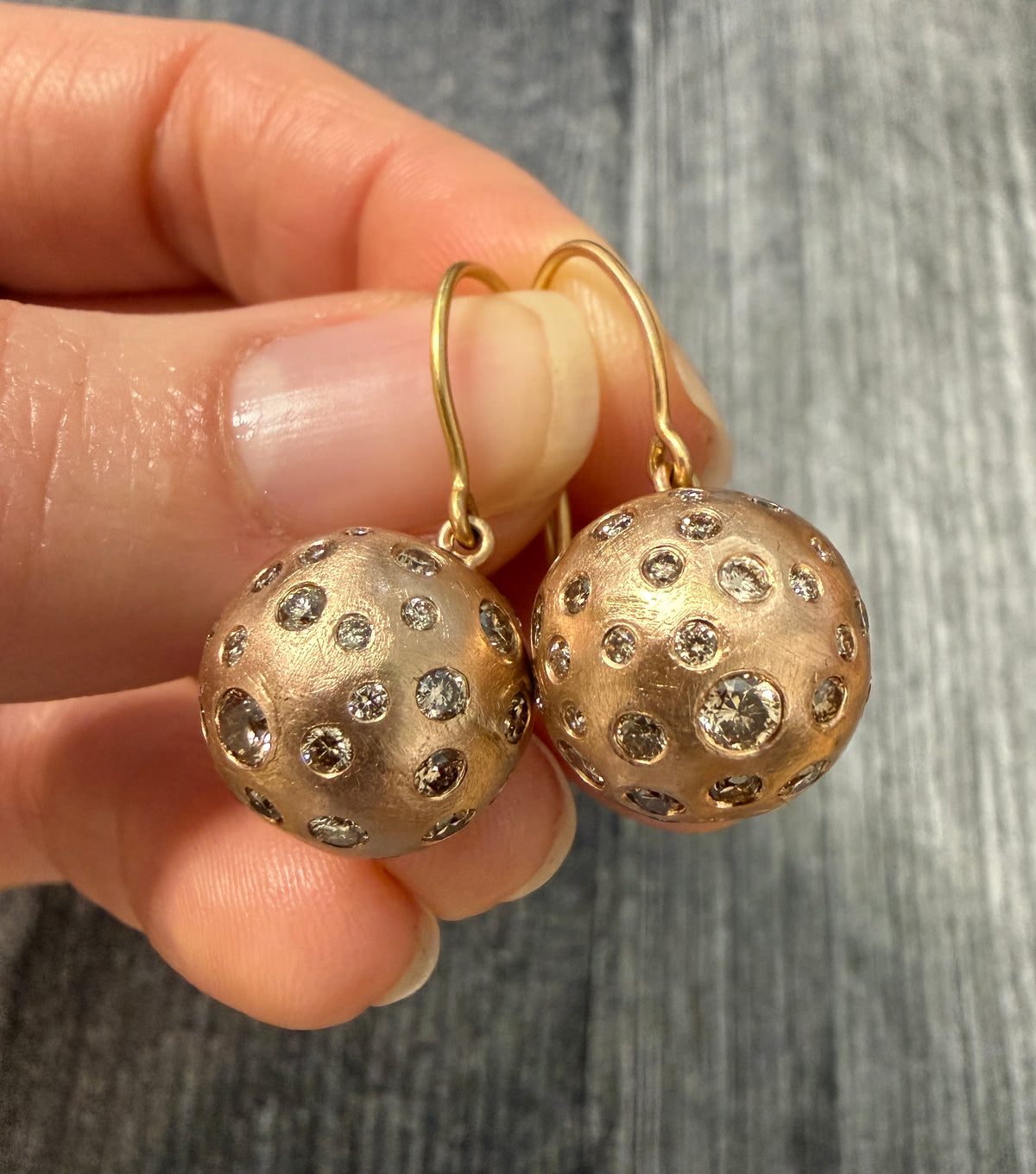 LJ Cross Diamond Etoile and 14K Rose Gold Ball Dangle Earrings