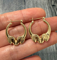 Vintage 14K Gold Horse Head Hoop Earrings