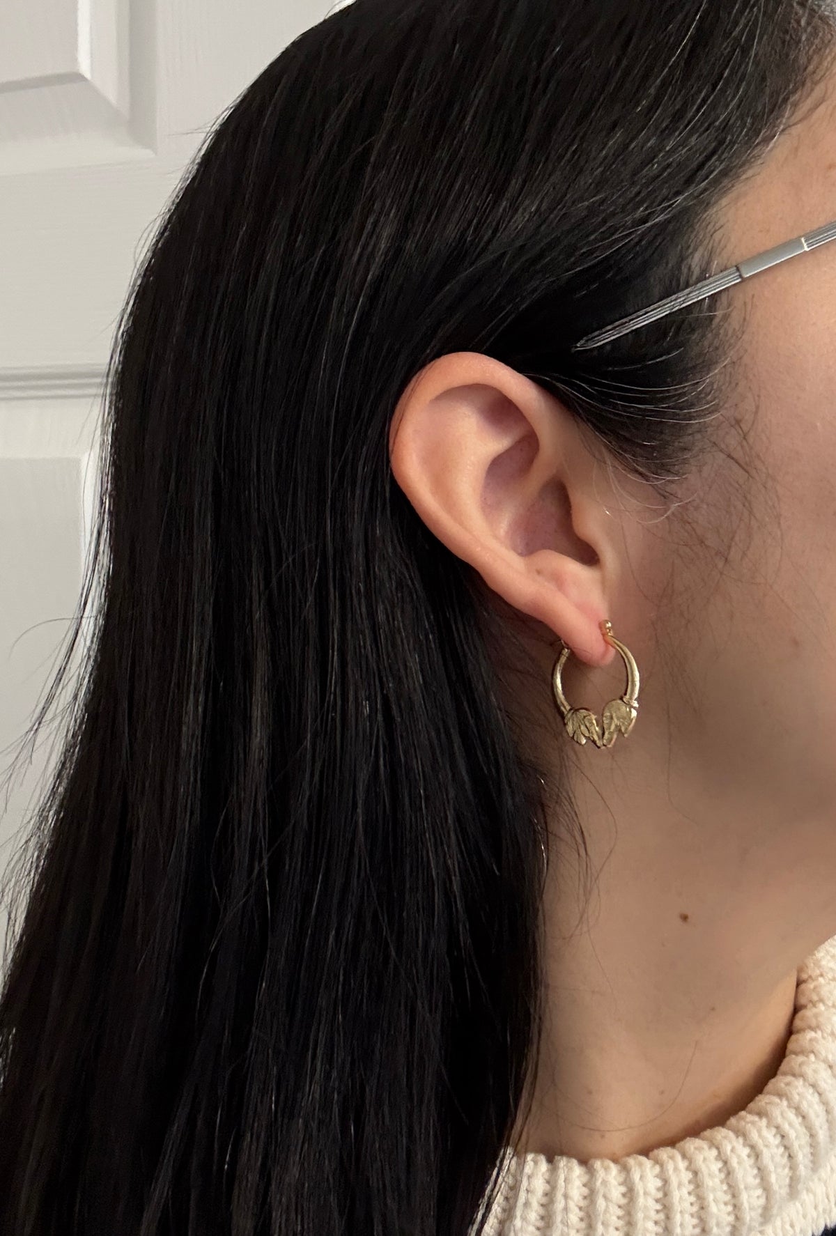 Vintage 14K Gold Horse Head Hoop Earrings