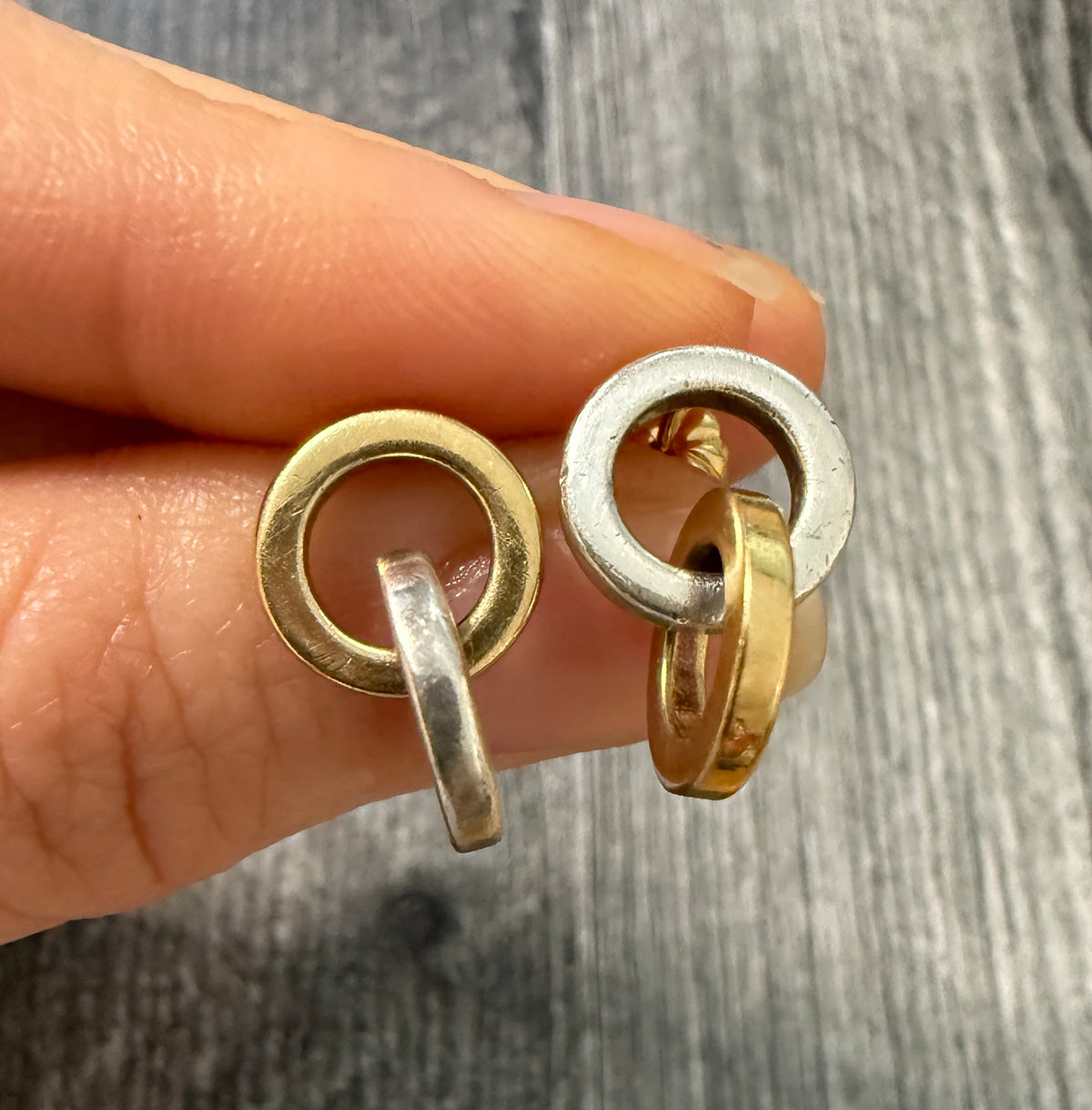 Tiffany & Co Interlocking Circle Link Dangle Earrings in Silver and 18K Gold
