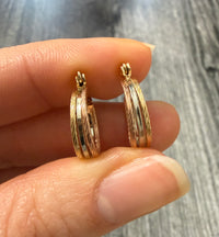 Tricolor 14K Gold Huggie Hoop Earrings