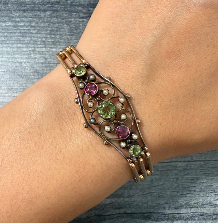 Antique 9K Gold and Paste Bracelet