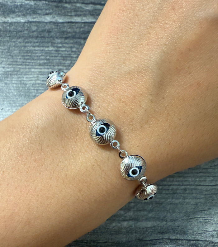 Evil Eye 14K White Gold Bracelet (S)