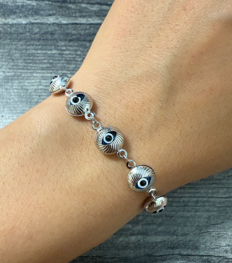 Evil Eye 14K White Gold Bracelet (S)