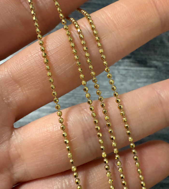 14K Gold Disco Ball Chain, 24" Long (S)
