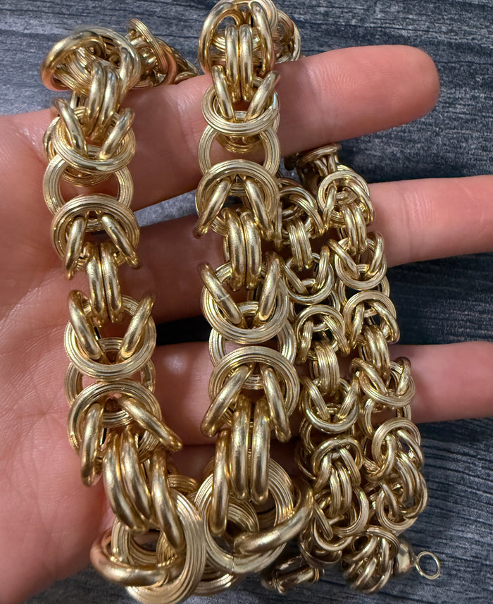 Statement 14K Gold Byzantine Style Collar Necklace (I)