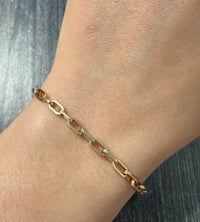 Vintage 14K Rosy Gold Biker Link Bracelet, 7.5" Long