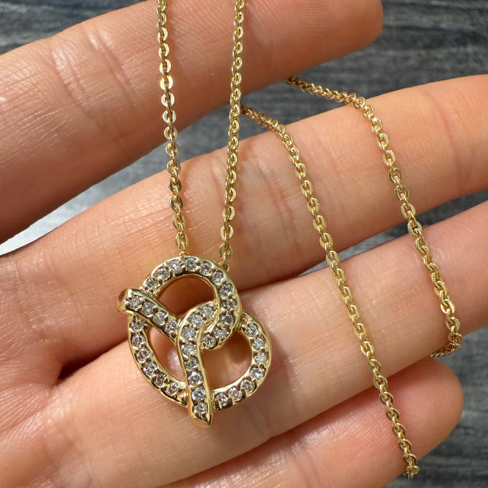 Diamond Pretzel and 14K Gold Necklace
