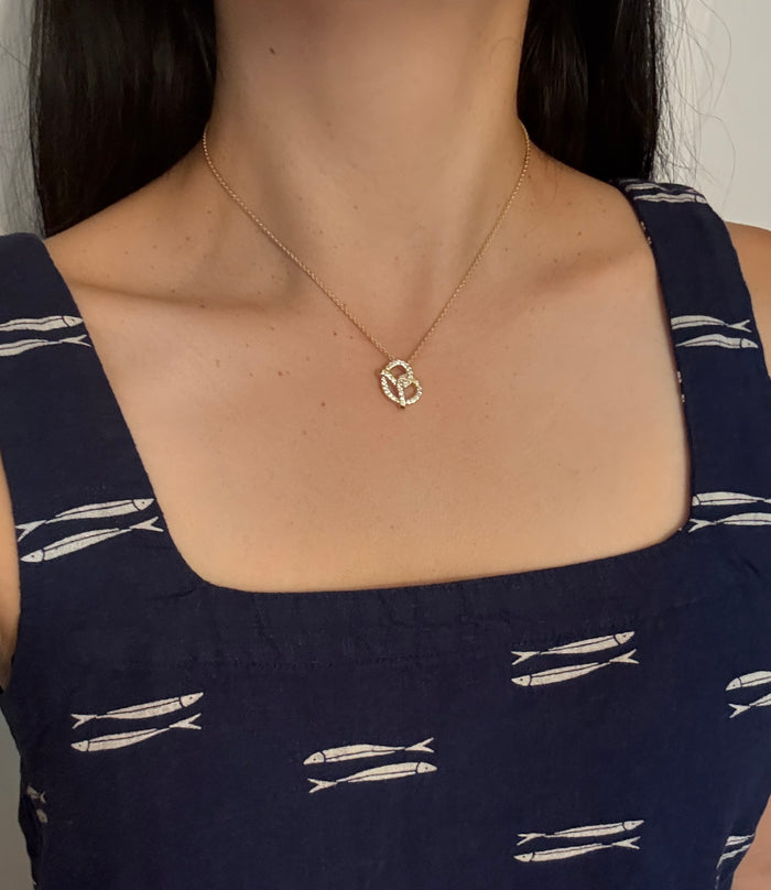 Diamond Pretzel and 14K Gold Necklace