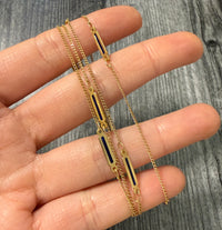 Uno A Erre 18K Gold and Blue Enamel Bar Link Station Chain, 28.5" Long