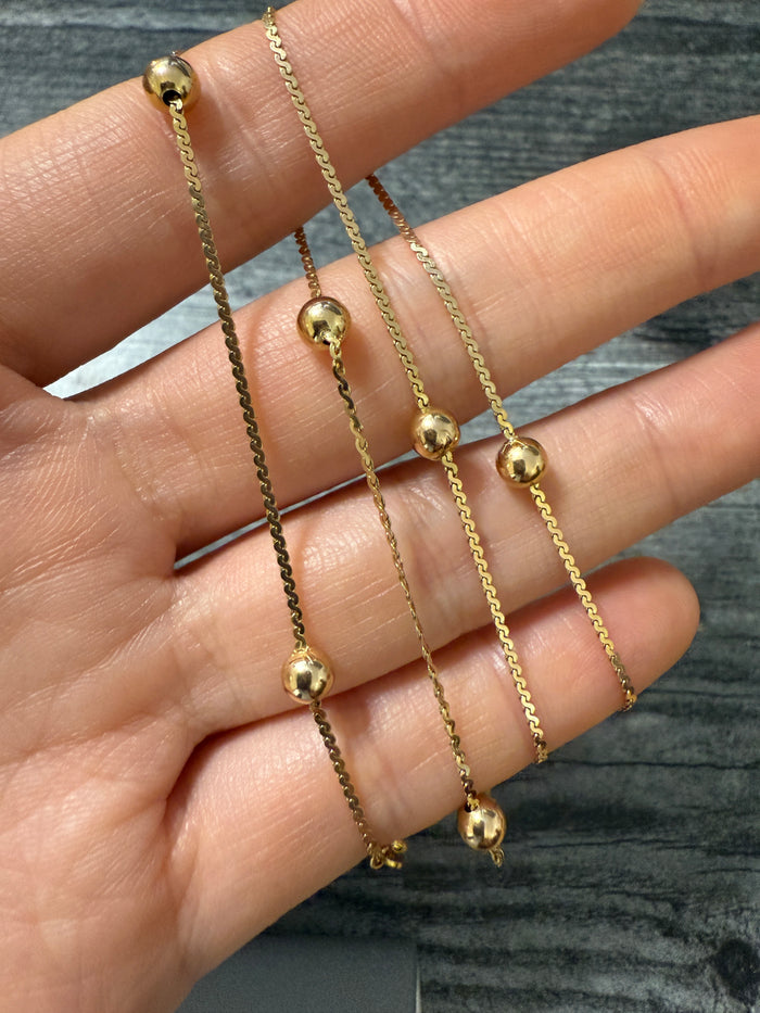 Vintage Gold Ball and S Link Chain, 18.25" Long
