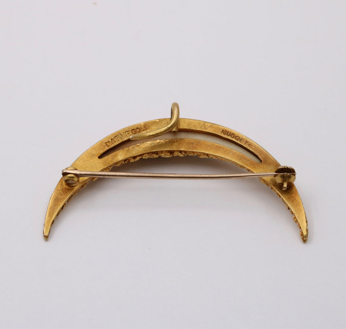 Victorian 20K Gold Nugget Crescent Pin and Fob
