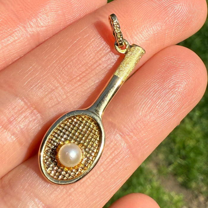 Tennis Ball and Racket 18K Gold Charm