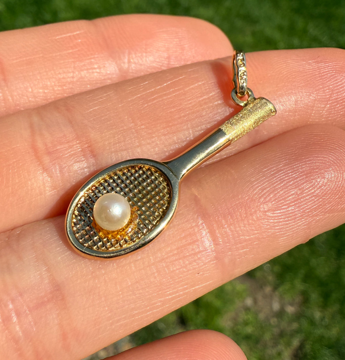 Tennis Ball and Racket 18K Gold Charm