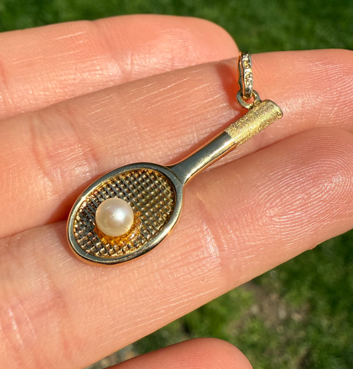 Tennis Ball and Racket 18K Gold Charm