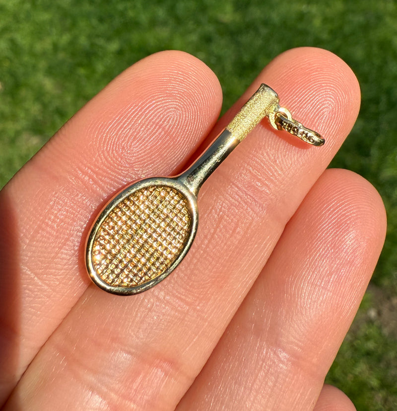 Tennis Ball and Racket 18K Gold Charm