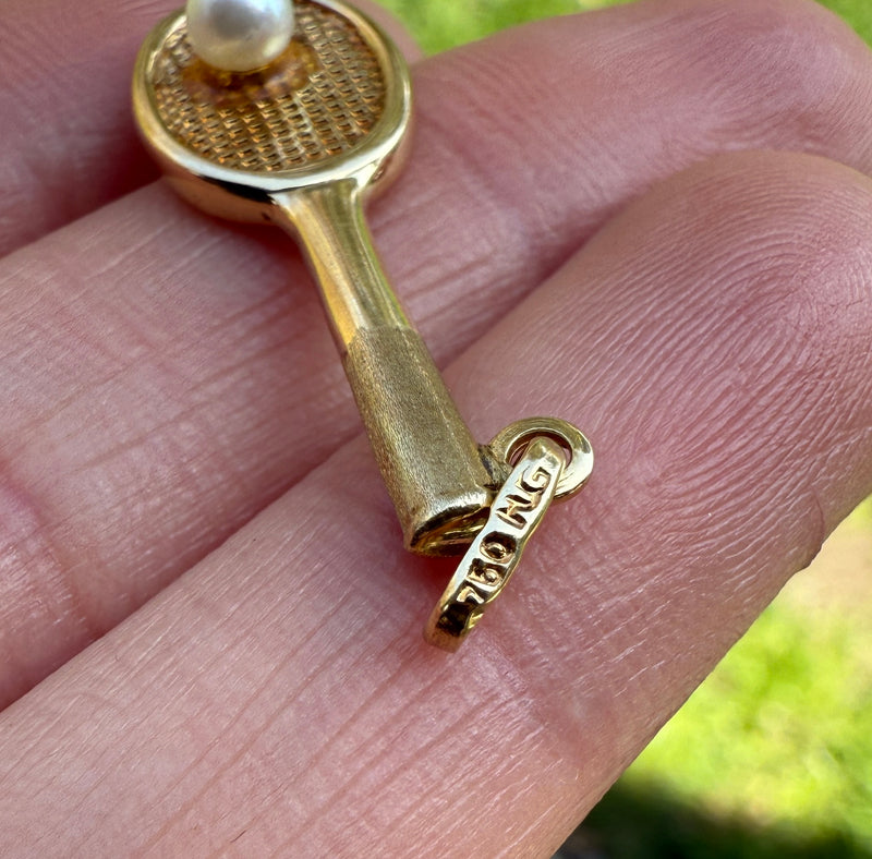 Tennis Ball and Racket 18K Gold Charm
